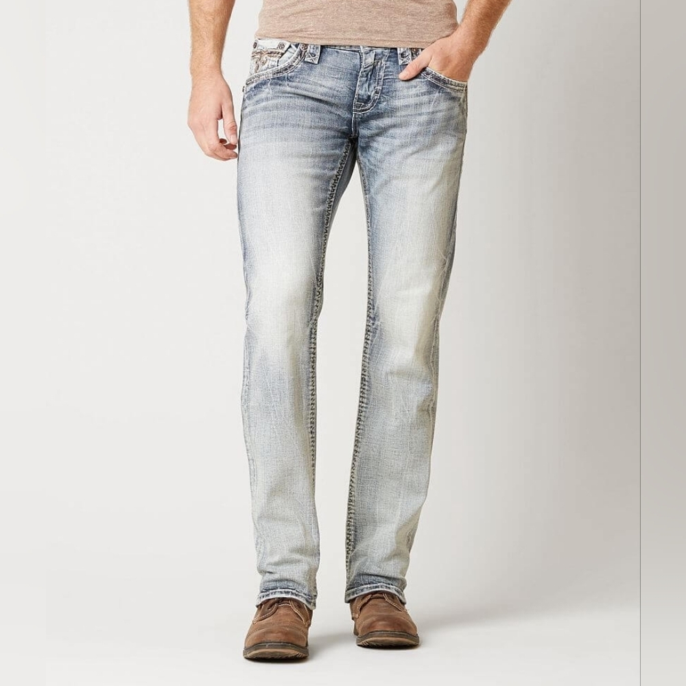 Men's Rock Revival Pavey Slim Straight Jeans Size 30 (Peuey J203L) 🤘